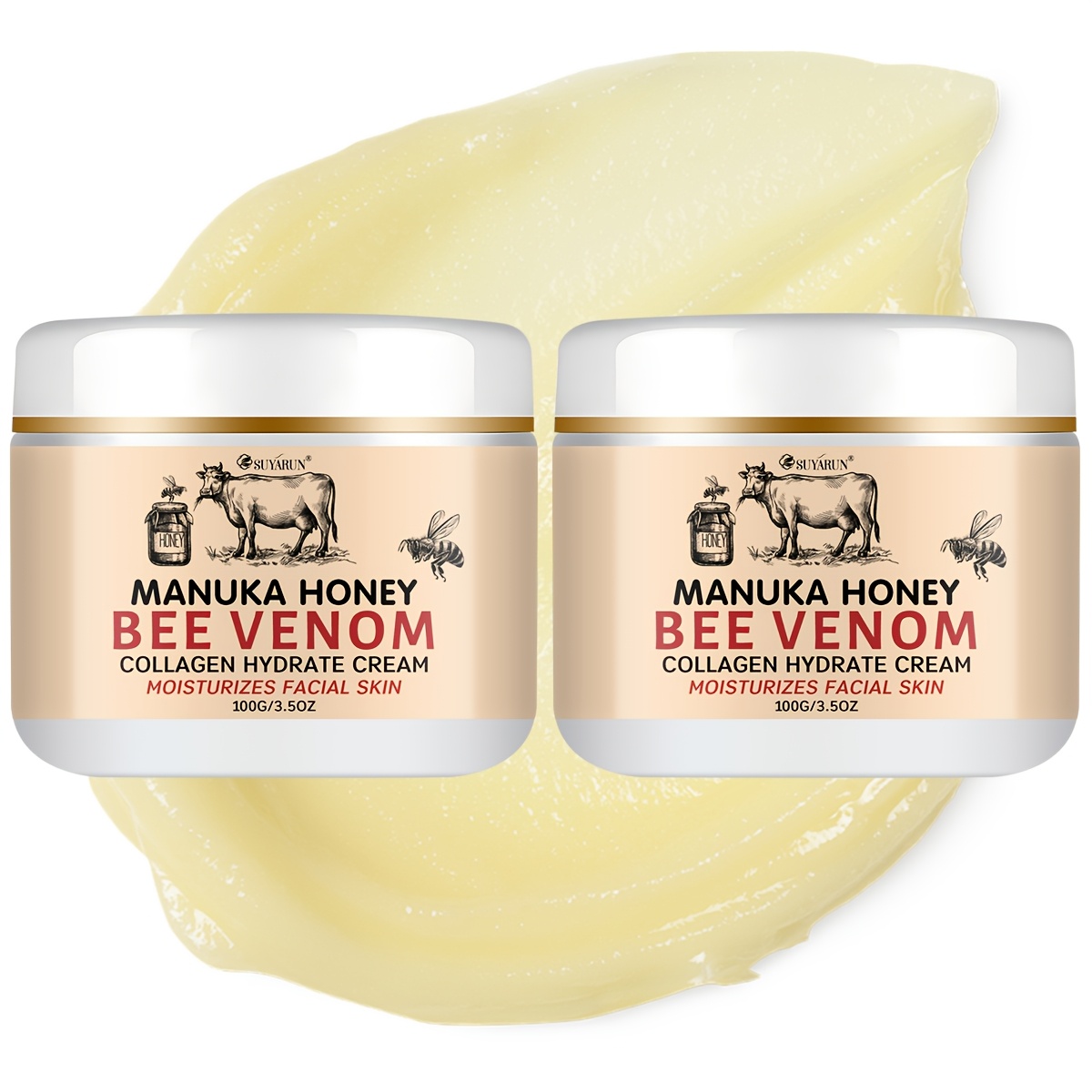Image of Suyarun 2pcs Honey Cream, Moisturizer (), Enriched With , Niacinamide, Plant-derived Squalane, 72h , Lift And , Alcohol-free Formula. Diminishes/ The Or Signs Of Aging