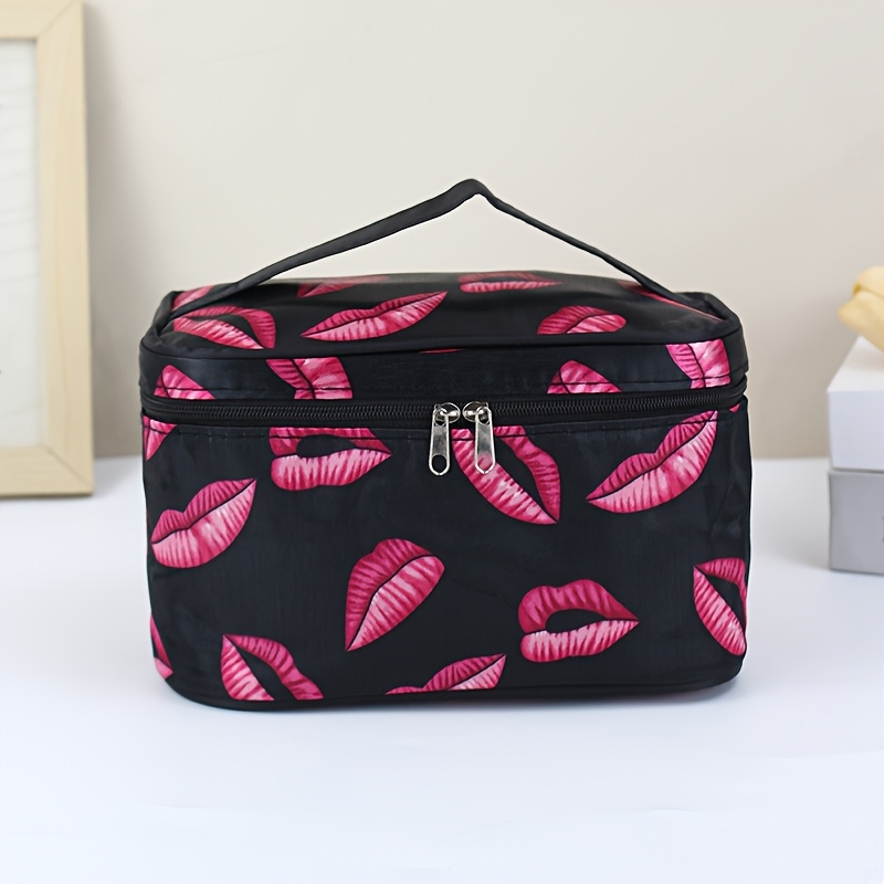 High-quality Black Makeup Bag Small Square Portable Cosmetic Organizer For Outdoors And Travel