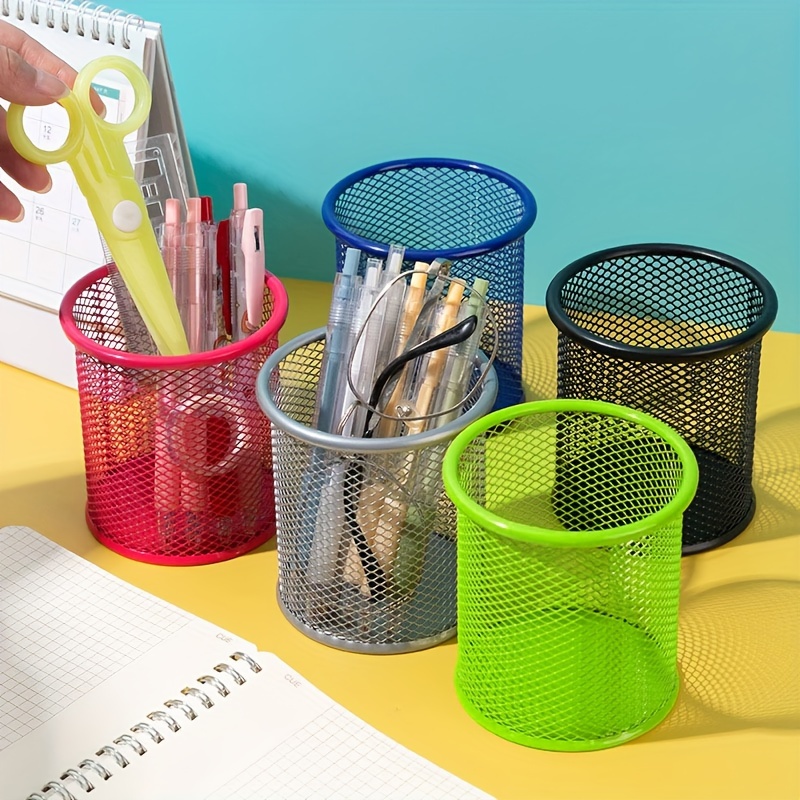 

Porte-Stylo Rond Coloré en , Organisateur de Bureau Multifonction Créatif, Matériau Métallique