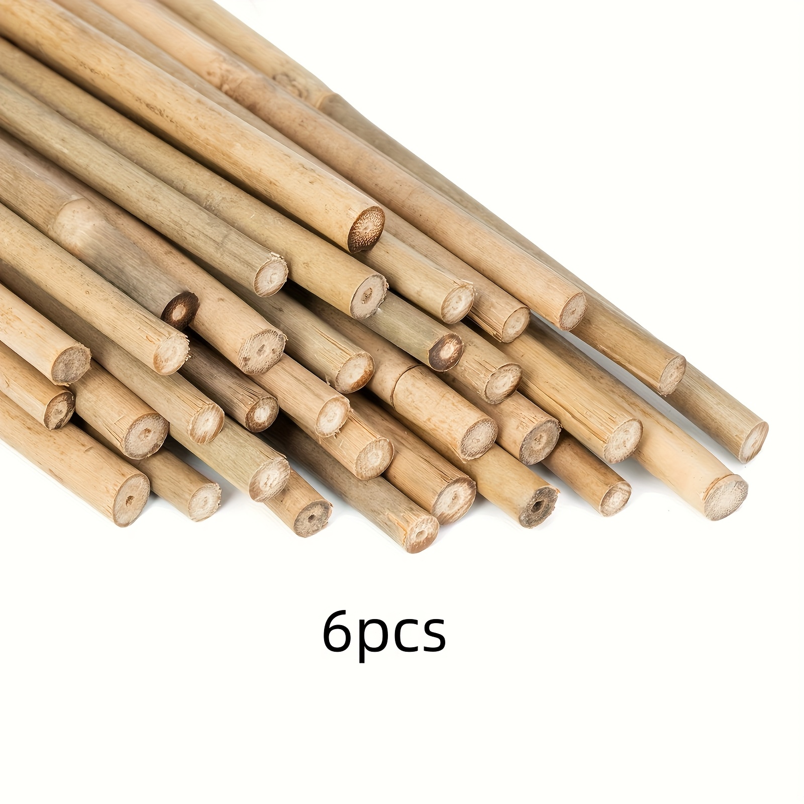Image of 6pcs Bamboo Plant Support Stakes, Durable Wooden Garden Stakes For Indoor And Outdoor Use, Suitable For Tomatoes, Roses, Vegetable Pots, And Climbing Plants