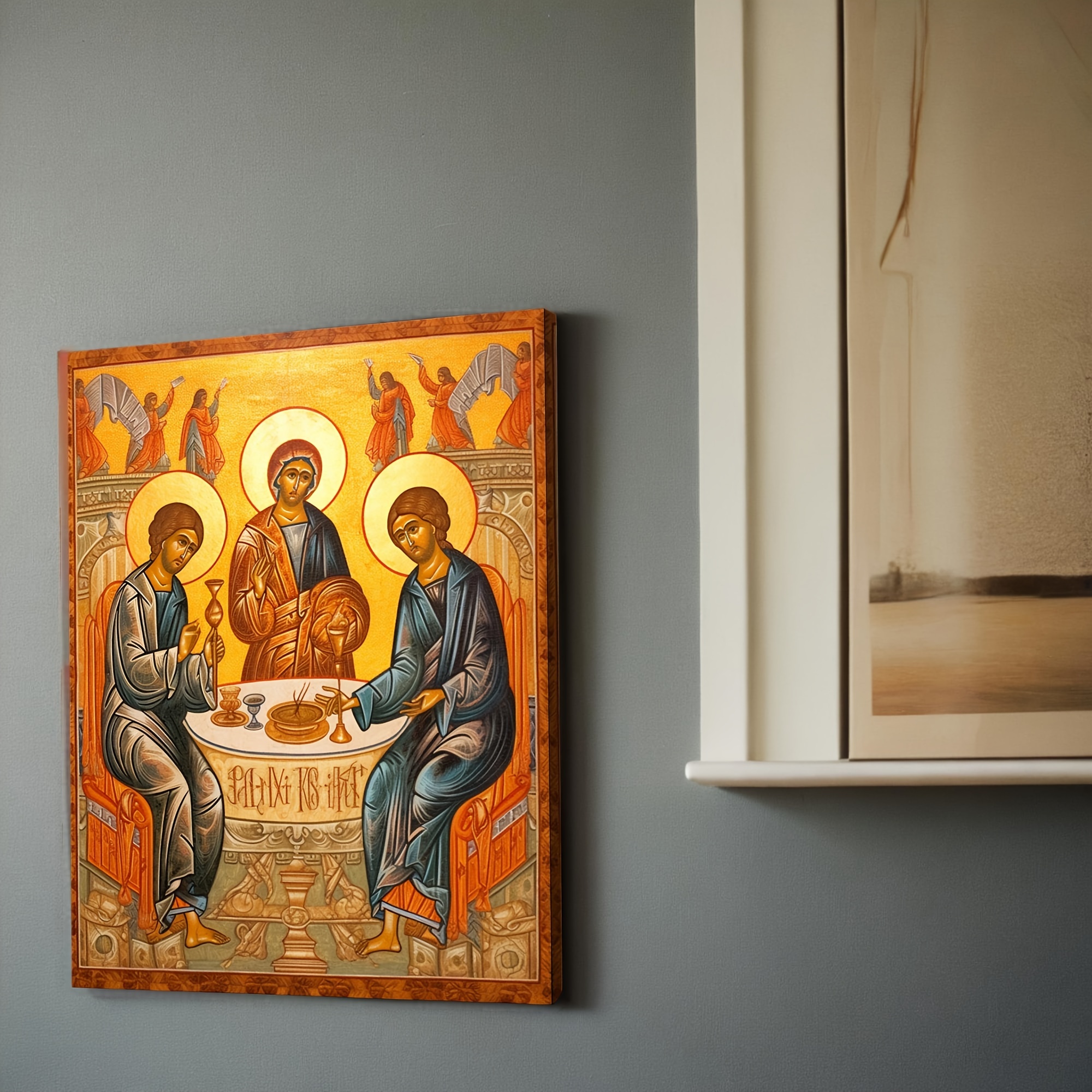 

Andrei Rublev's The Holy Trinity - Wooden Framed Canvas Art For Spiritual Decor