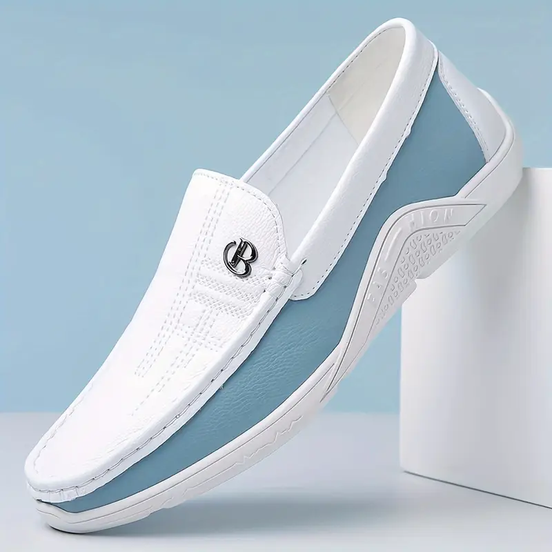 mens soft sole slip on trendy faux leather low top casual shoes for outdoor walking traveling details 1