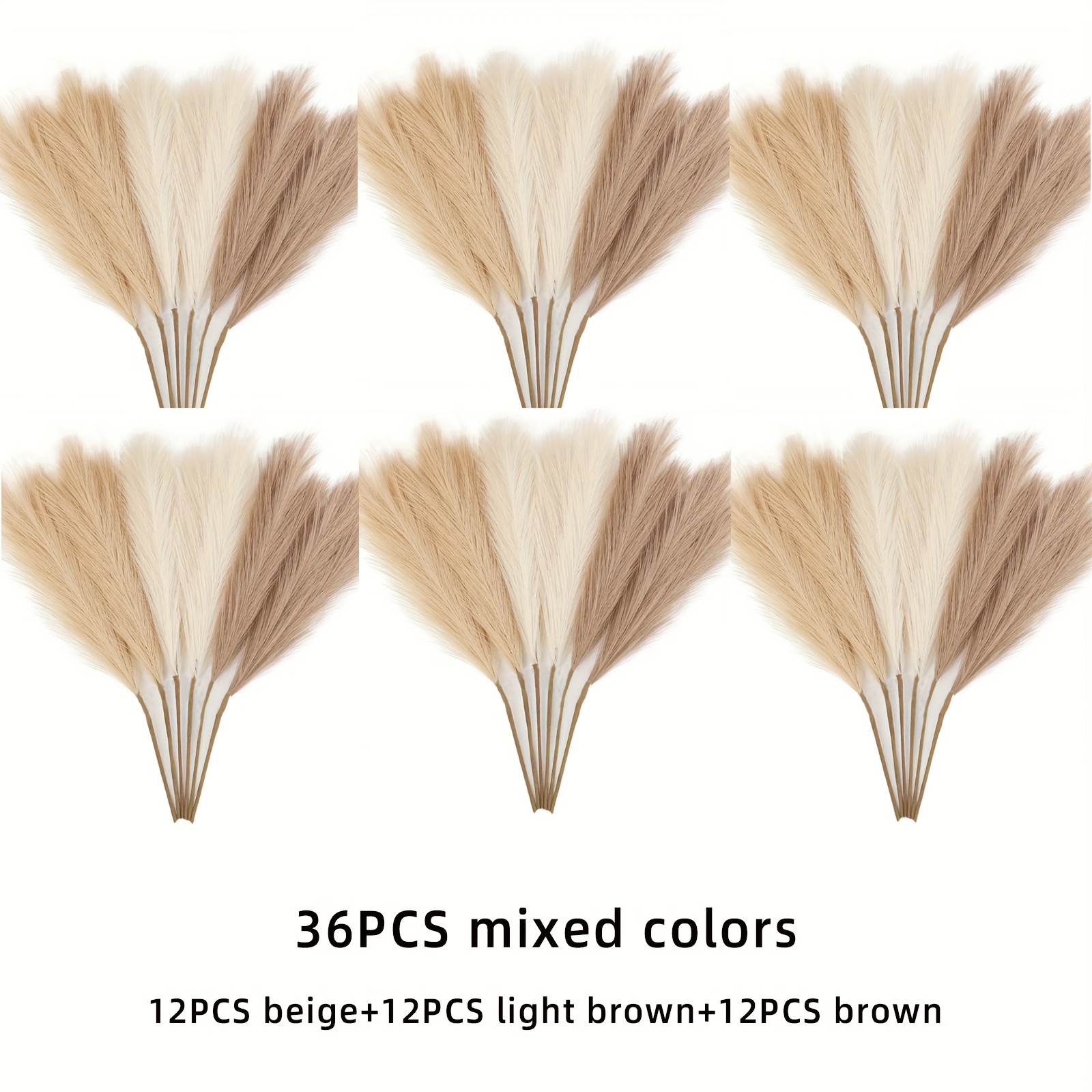 Image of 36pcs Handcrafted Pampas Grass Arrangements With Synthetic Gemstones - Home Decoration Simulation Of For Weddings, Thanksgiving, Mother’s Day, Versatile Tabletop Halloween And Christmas Décor