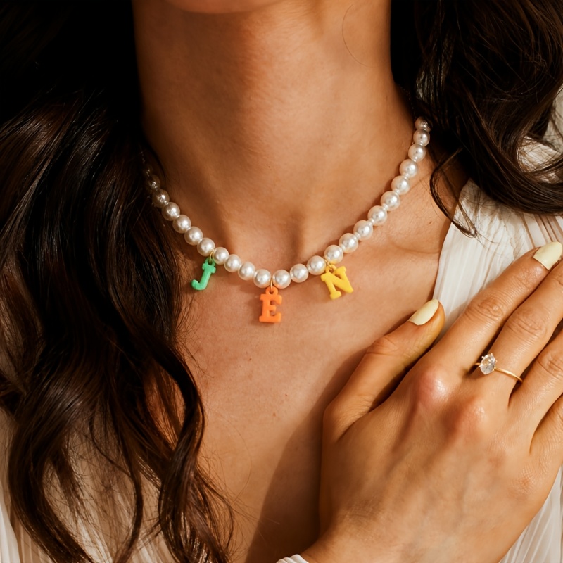 Personalized DIY Letter Necklace with Colorful Dopamine Beads