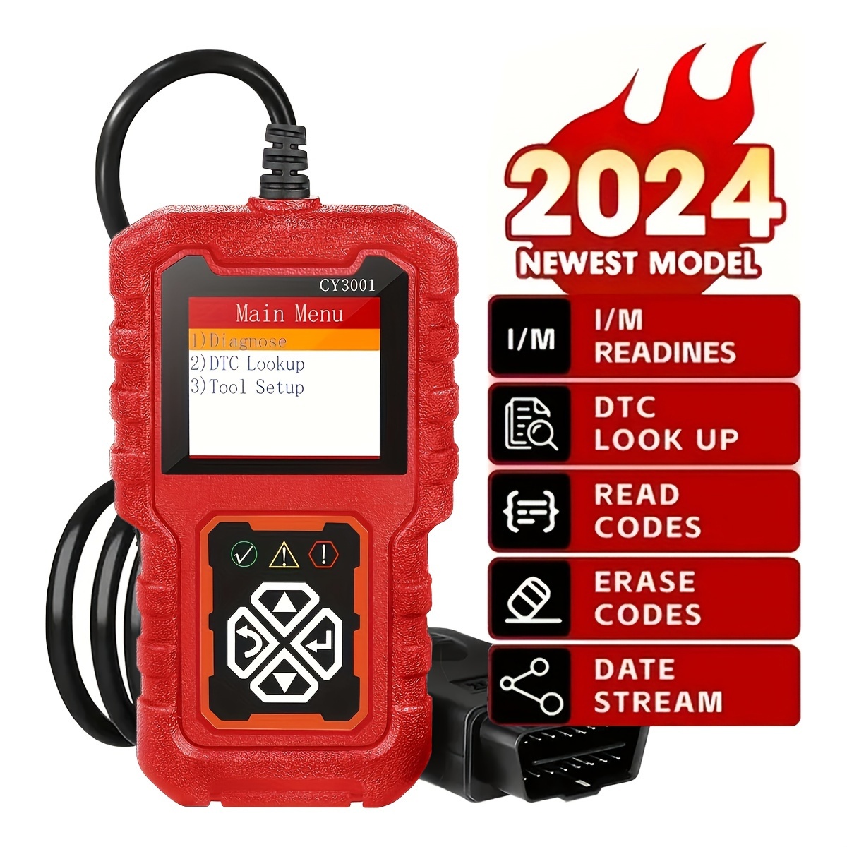 

Car Obd2 Code Scanner Diagnostic Scanner Code Reader Erase Engine Fault Code Read Code Erase Code Battery Test Engine Light Can Diagnose Scan Tool, For All Obd Ii Protocol Cars Since 1996