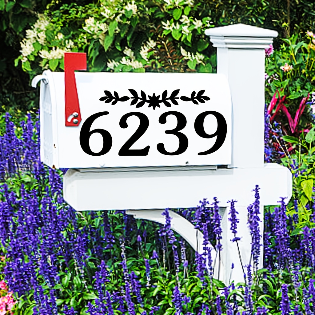 

1pc Numbers Address Mailbox Sticker, Contemporary Style, Reusable Vinyl Wall Decal, Self-adhesive, Washable, Irregular Shape, No Battery Needed, For House Number And Street Name Display