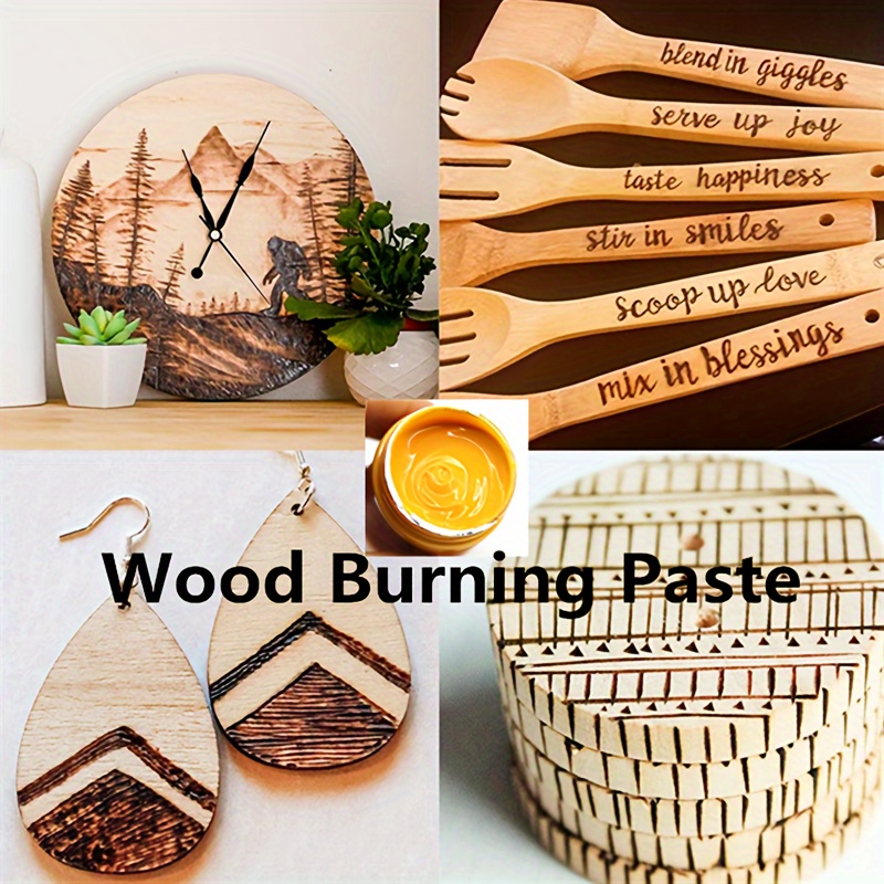 Original Wood Burning Paste, 4OZ Wooden Burning Gel With Silicone Squeegee, Heat Activated Non-Toxic Paste For Crafting, Drawing, And DIY Projects, Create Personalized Wood Crafts