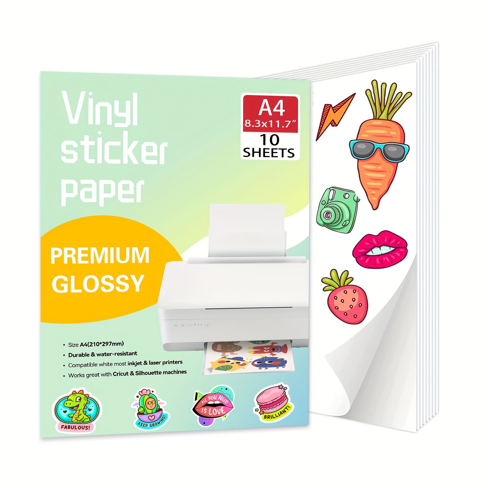 30 Feuilles Papier Autocollant Vinyle A4 Imprimable Jet D'Encre & Laser - Blanc Transparent 21x29,7cm