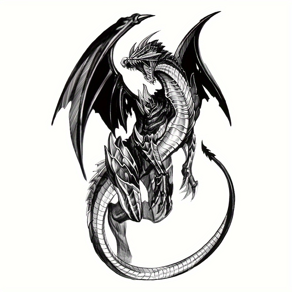 TEMU Christmas Gift 1 Vibrant Flying Dragon Temporary Tattoo Sticker - Waterproof, Realistic Body Art For , Shoulders, Back & Legs - Christmas Gift