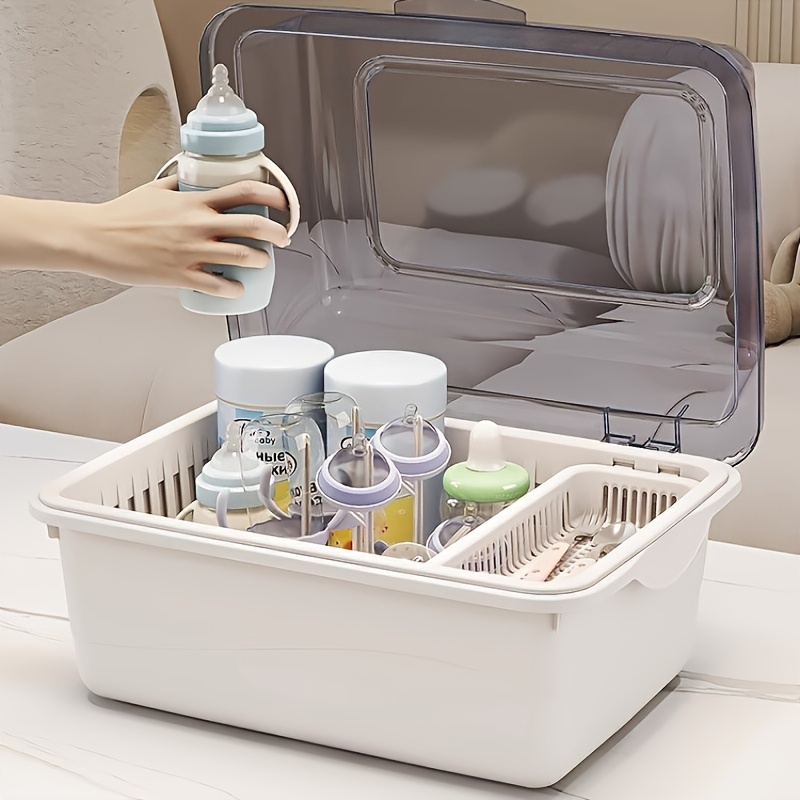 Large Capacity Baby Bottle Organizer with Drainage and Dustproof Drying Rack, Durable Plastic Cup Holder, Space-Saving Storage Shelf, Suitable for Kids Room, Kitchen, Bathroom, Perfect Christmas Gift, Best for Christmas