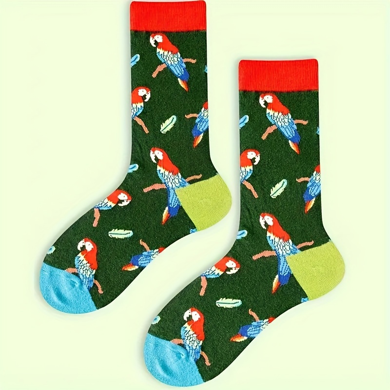 

Parrot Cartoon Crew Socks - Breathable, , Machine Washable, Parrot Socks, Long Socks, Indoor & Outdoor