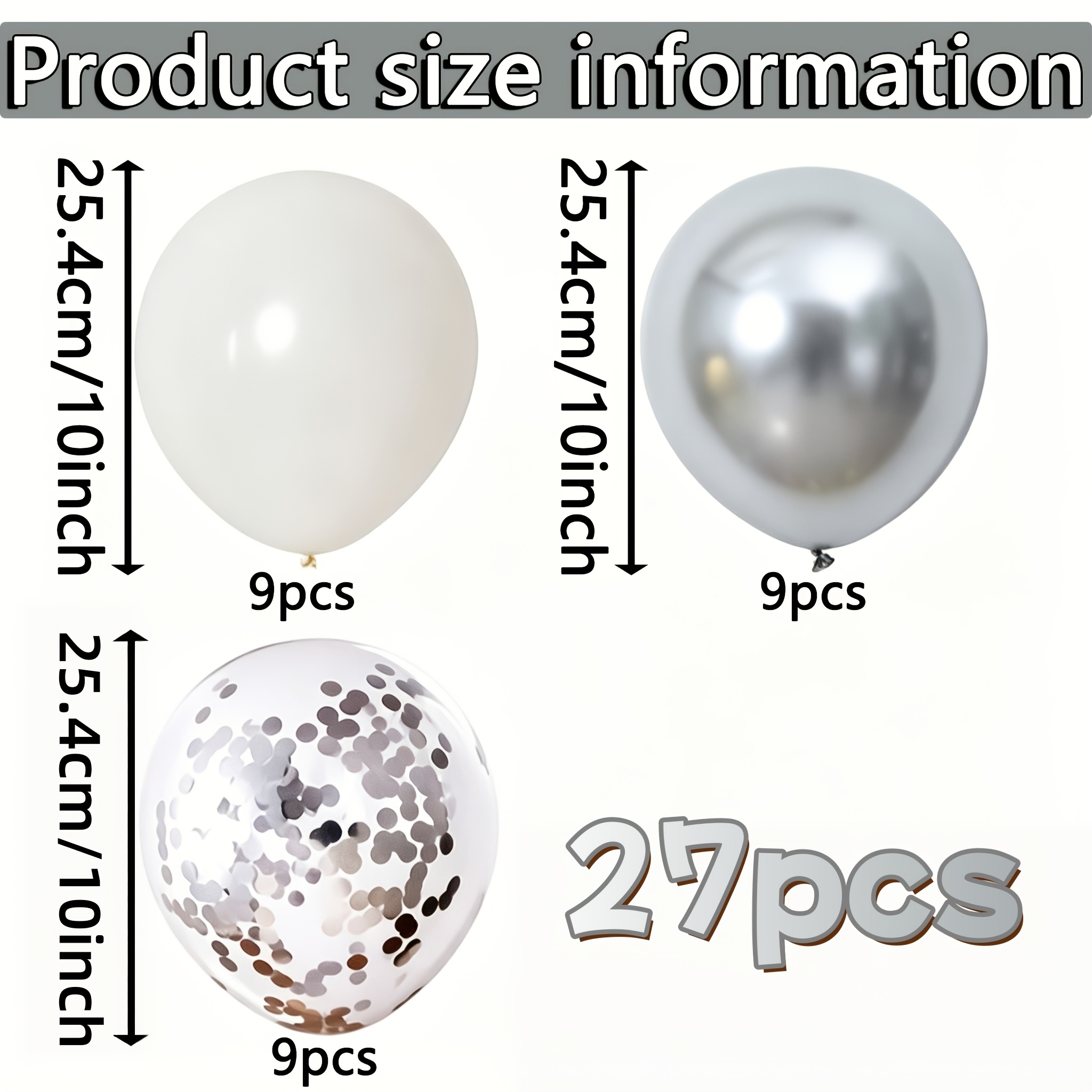 TEMU Ensemble de 27 ballons en latex argentés et , ballons à paillettes argentées, parfaits pour les anniversaires, les enterrements de vie de fille,