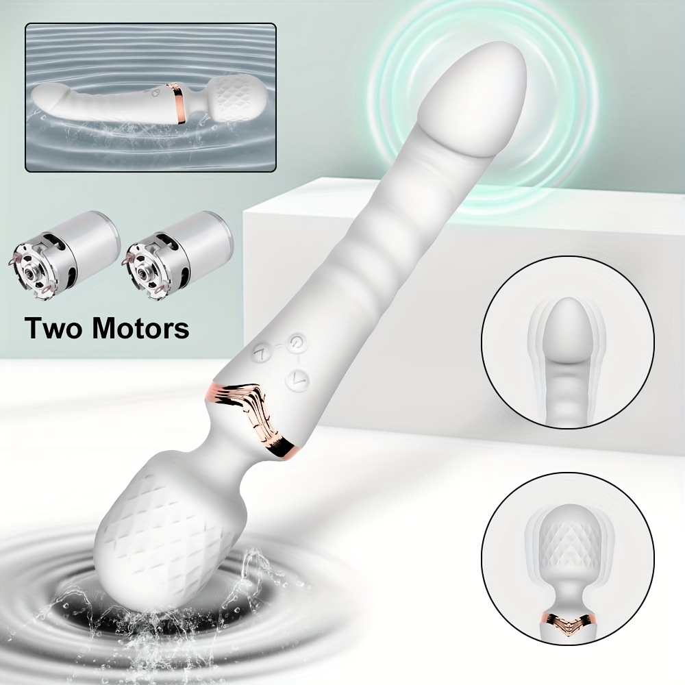 Sandfox Dual Motor Magic Wand Vibrator, 10 Modes G-Spot Massager, Rechargeable Lithium Battery, Clitoris Stimulator Dildo for Women, Anal Plug Toys for Adult