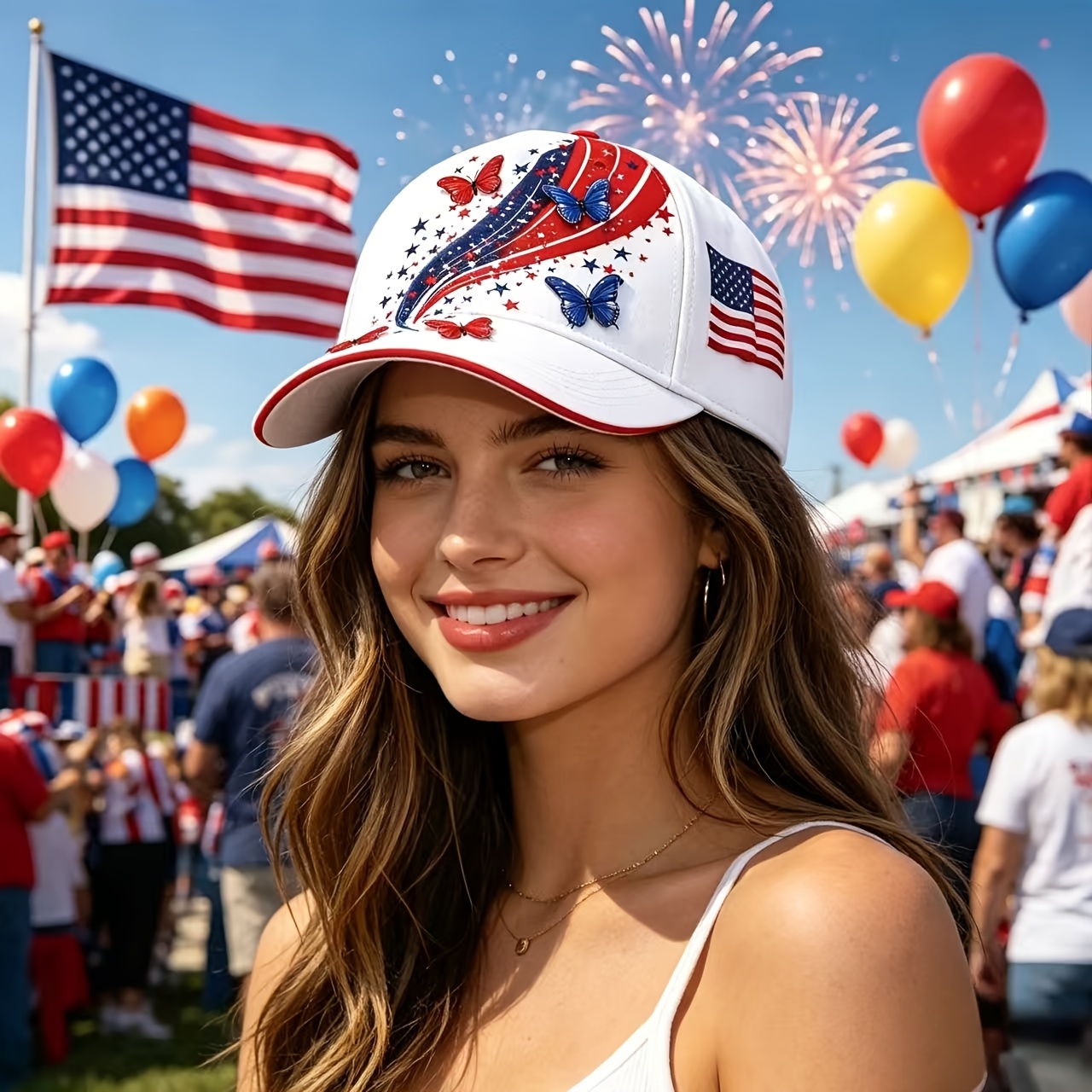 TEMU Print Baseball , Decorated With American Flag And Red, White, And Patterns, Unisex Breathable Sun Hat, Suitable For Outdoor Casual Wear,