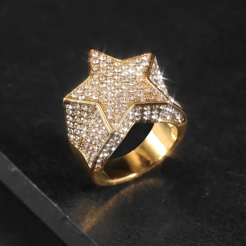 

Stunning Star-shaped Rhinestone Ring For Women - Vintage & Hip Hop Inspired, Perfect For Everyday Wear & Special Occasions