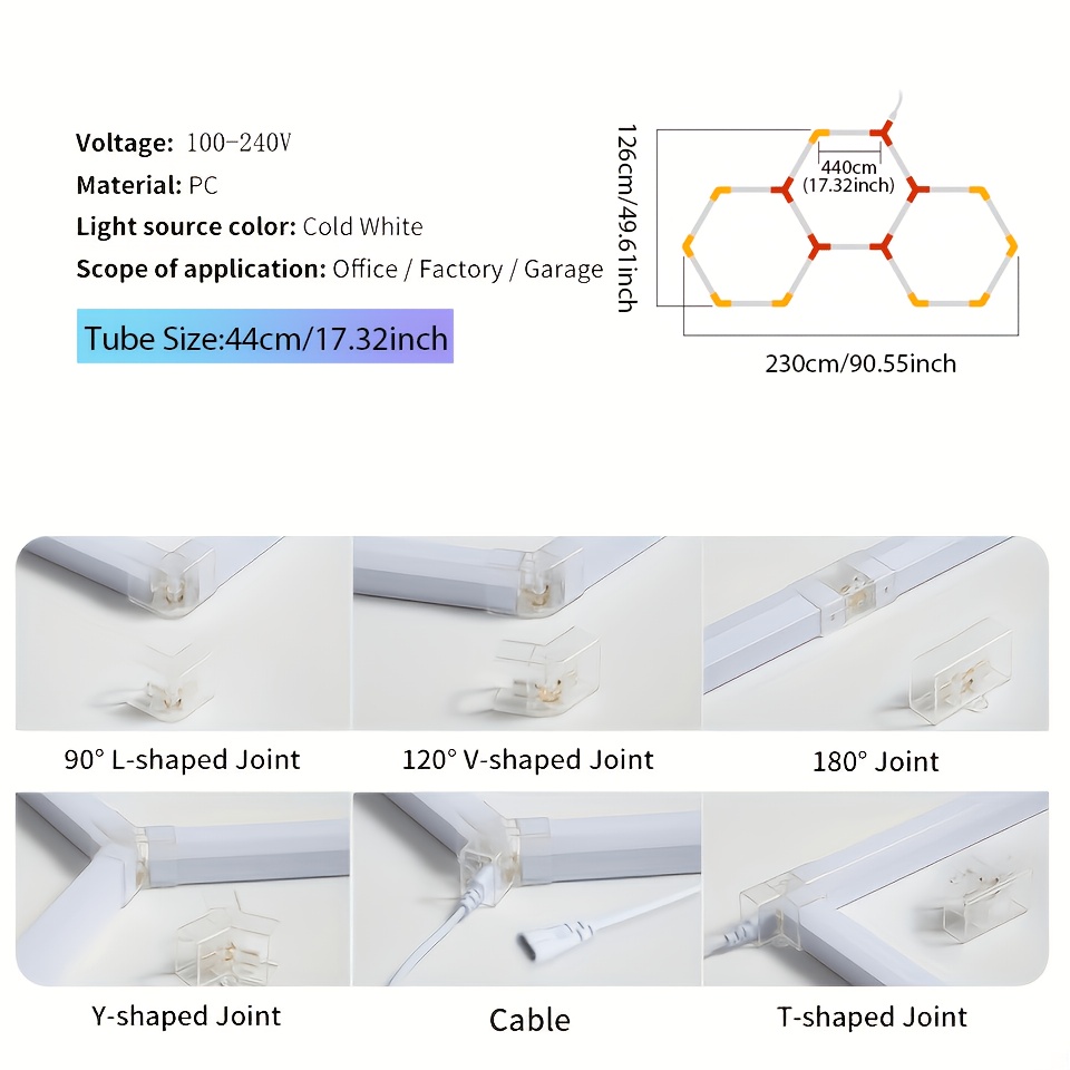 Hexagon Led Garage Lighthoneycomb System, 6500k Ceiling Light For Garage Car Detailing Shop Workshop Basement Gym