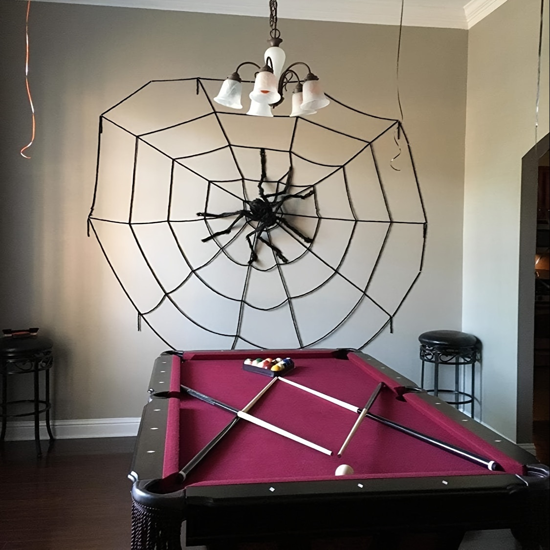   giant black spider decoration 20 soft hairy scary for halloween indoor outdoor yard display details 1