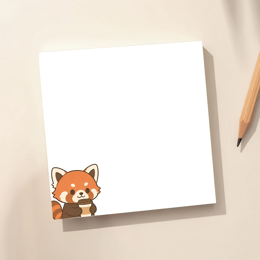 TEMU Bloc-notes sur le thème du panda rouge , motif panda rouge tenant une tasse à café, papier à écrire d'esthétique minimaliste pour liste de