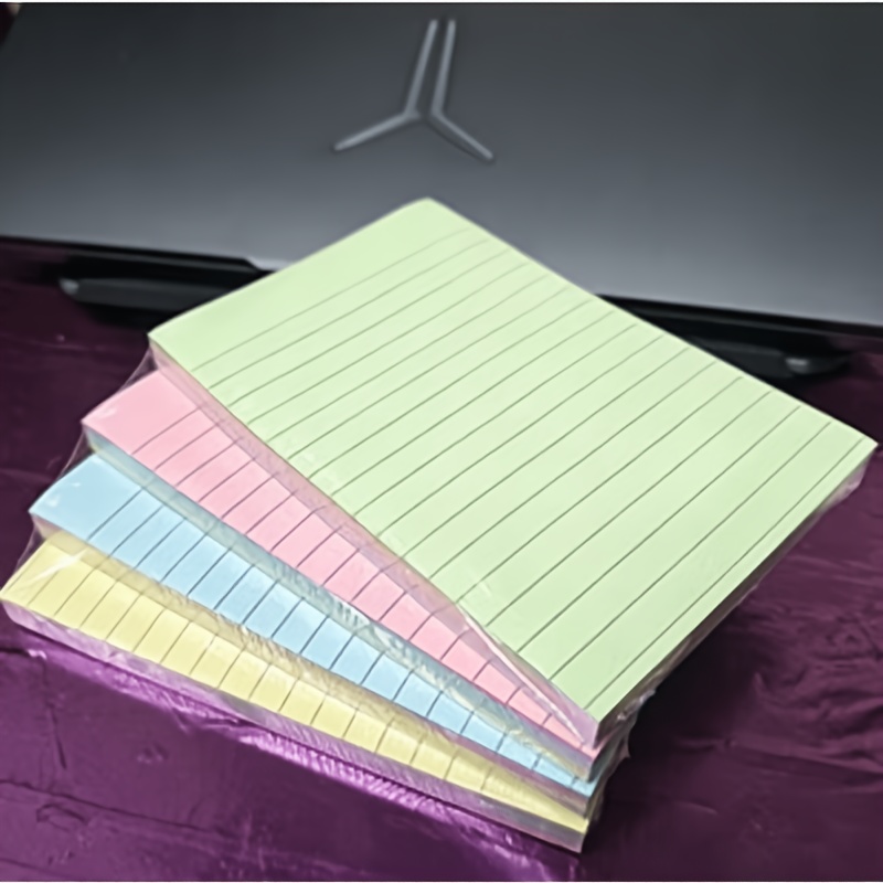 TEMU 180 Sheets Colorful Ruled Sticky Notes, Super Strong Adhesive Reusable Memo Pads, 4 Assorted Colors, Large Size With For Office Home Reminders