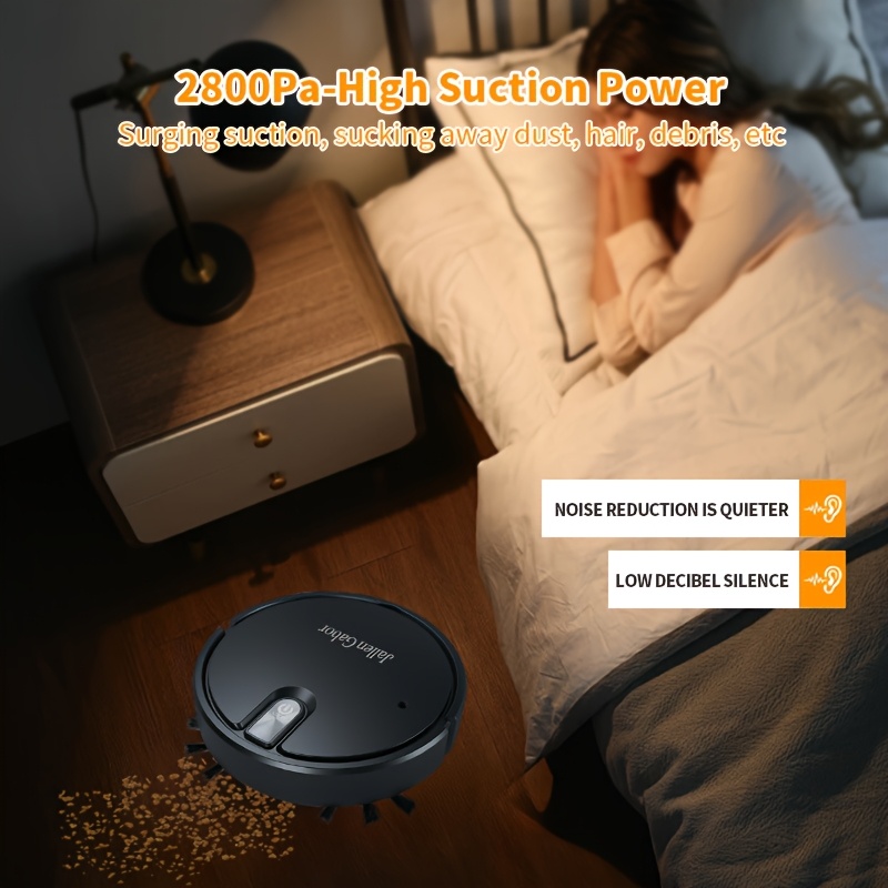  , multi-functional sweeping robot, suitable for living room cleaning, pet hair cleaning, daily garbage cleaning, with 2800pa super suction, powerful garbage cleaning, of working time, usb fast charging, suitable as a gift, family use details 10