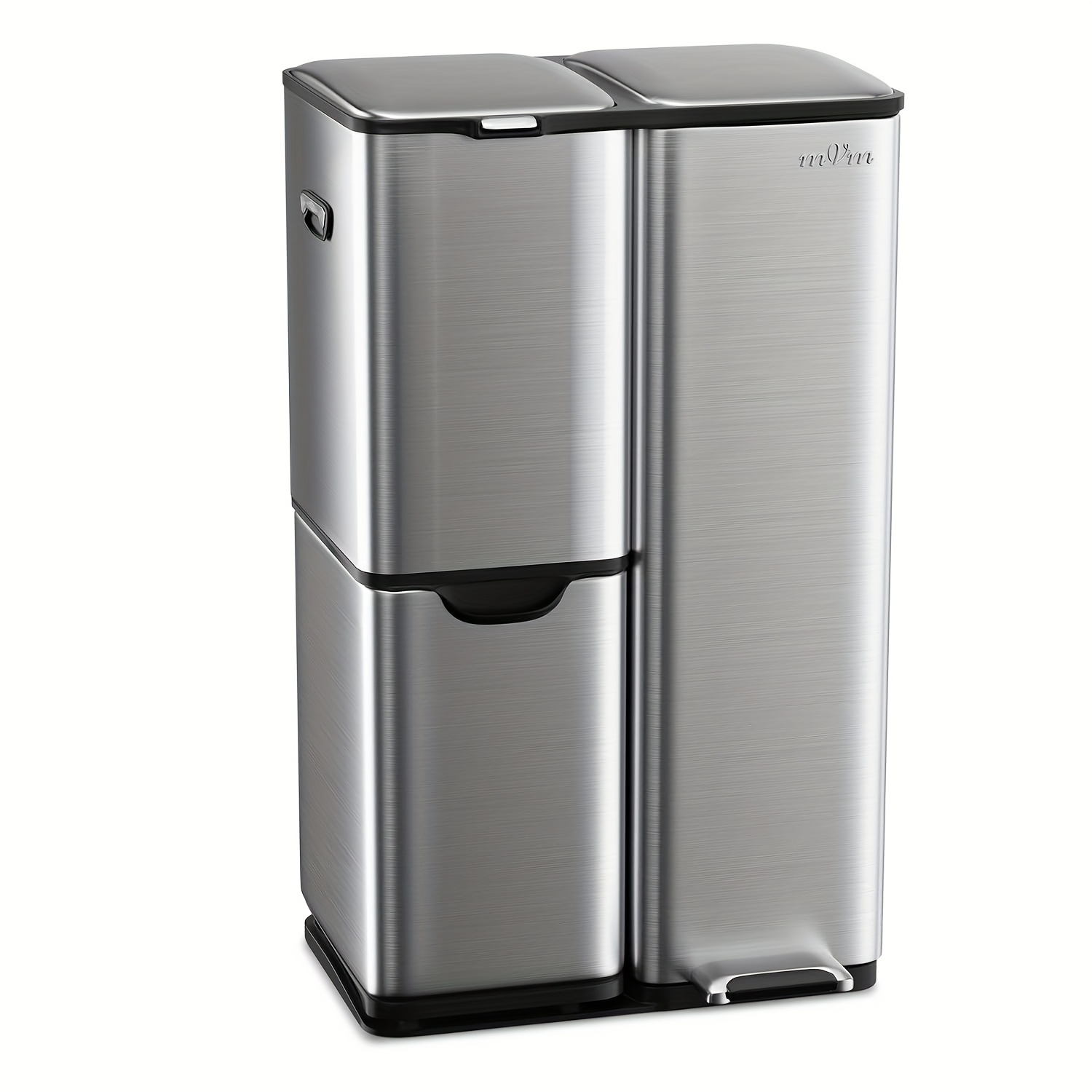TEMU Poubelle de cuisine MVm 16 gallons (60 litres), poubelle à 3 compartiments, bac de robuste résistant aux empreintes digitales et aux rayures,