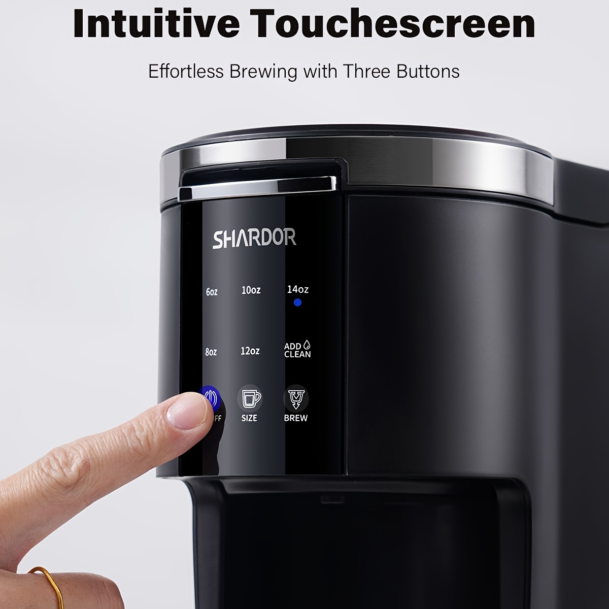 SHARDOR 3-In-1 Single-Serve Coffee Machine, K-Cup Coffee Maker Compatible with Ground Coffee & Teas, 6 to 14 Oz Brew Sizes, 40 Oz Removable Water Tank, Descaling Settings, Black
