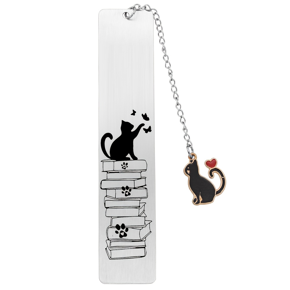 Image of Stainless Bookmark Cartoon Cat Stainless Steel Pendant, Teaches The Students To Butterflies, As For Teachers From Students On Thanksgiving And Teacher's Day