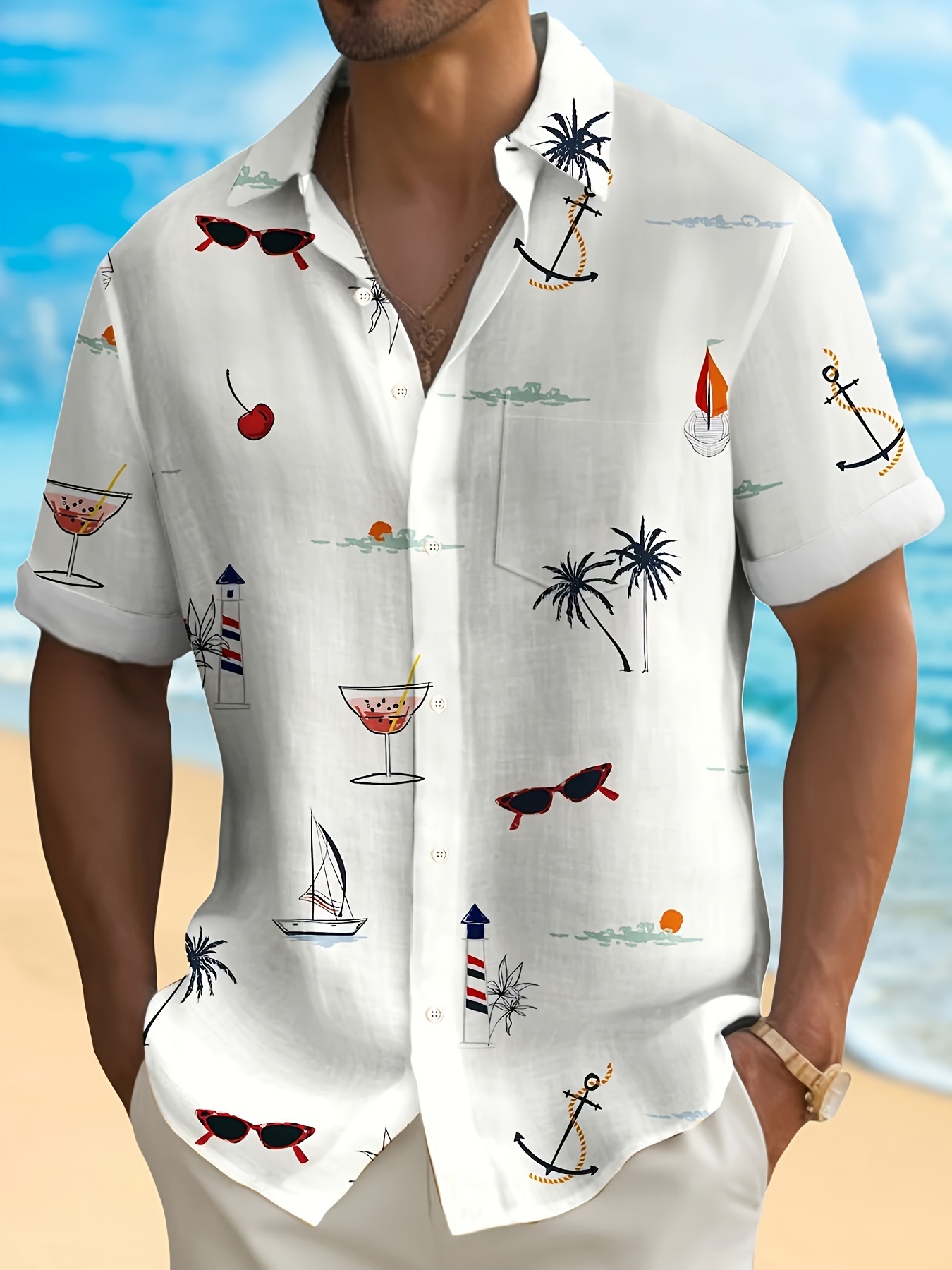 Men's Hawaiian top Shirt | AI Abstract Pattern | Men's Summer Vacation Shirt | Tropical Beach Clothing