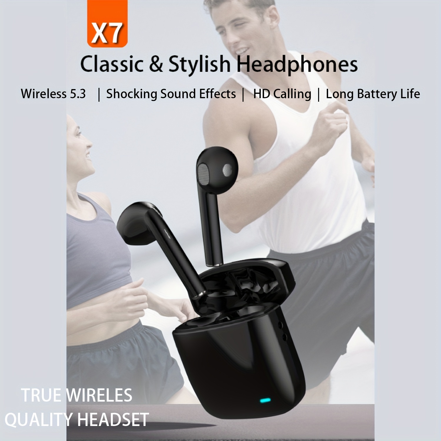 

Wireless Earbuds, Smart 5.3 In Ear Headphones With Noise Cancelling Mic, Earbuds Stereo Bass, Sports Outdoor Earbuds, 30h , For Iphone - Black