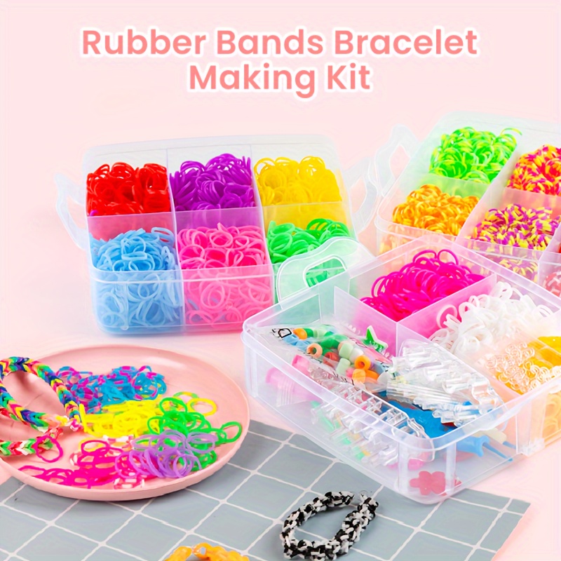 Comprar Kit de pulsera con banda de goma, Kit para hacer pulseras para  niños Loom Band, Caja de tres capas de gomas elásticas arcoíris