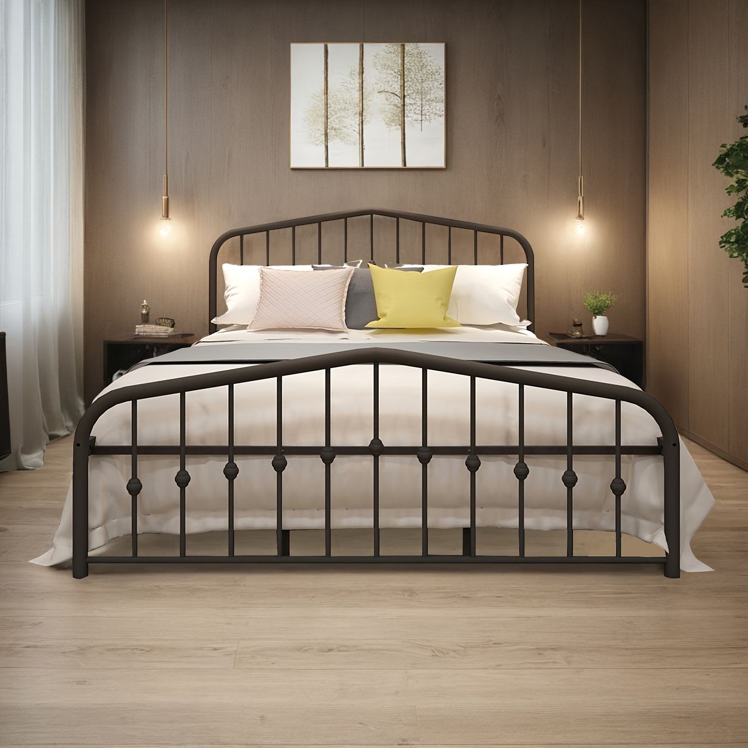 

Alazyhome 1 Set Metal Bed Frame () And Footboard Mattress Foundation Steel (83 In/210 Cm*61 In/154 Cm)( Iron, 1.0mm)