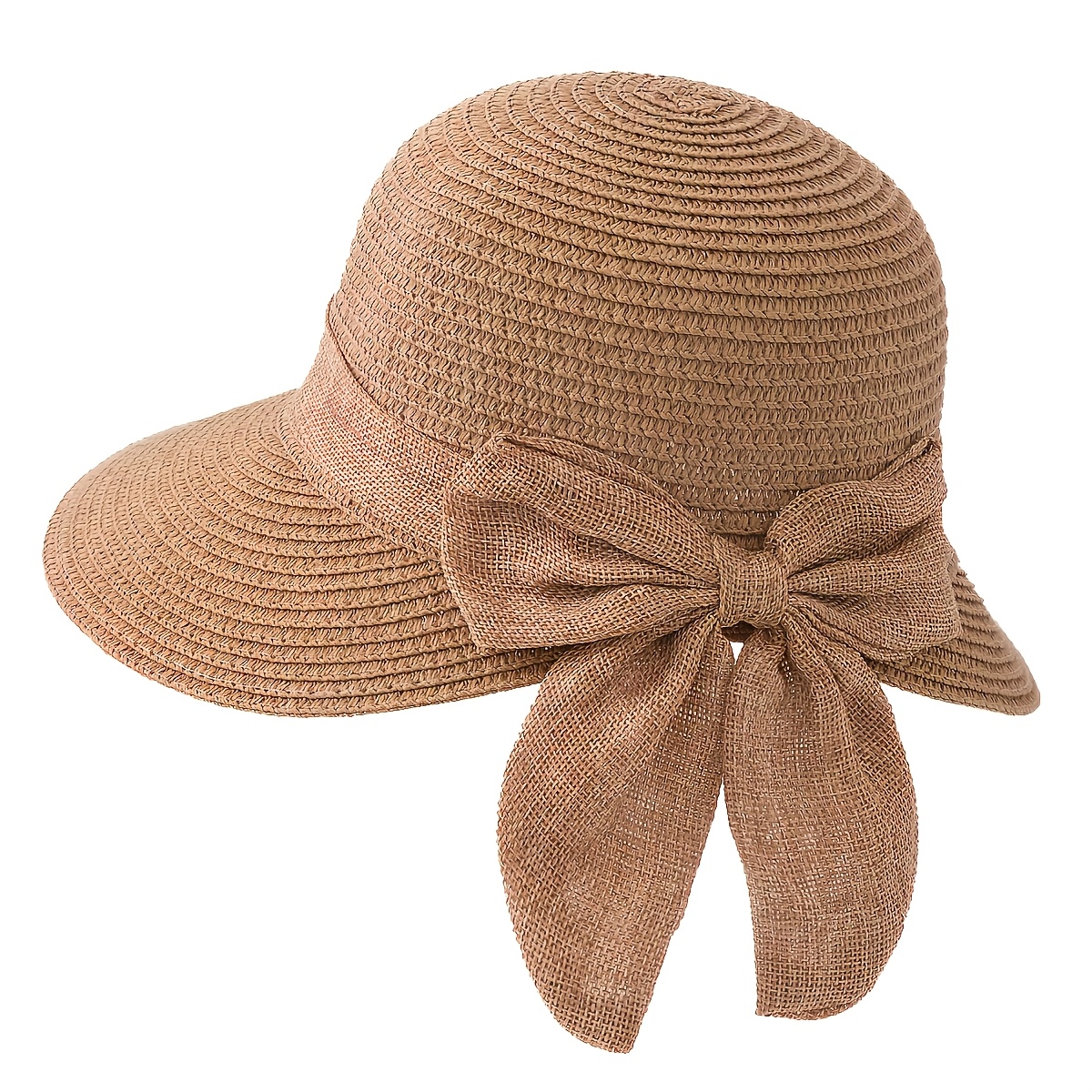 Image of This Fashionable And Straw Hat For Women Features A Wide Brim And A Wind-resistant Cord, Making It Ideal For Outdoor Activities And. Perfect For Summer , Beach Trips, And Shielding From The Sun