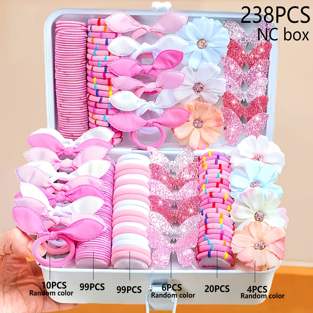 TEMU Juego de 238 piezas de accesorios para el pelo de mariposas bonitas aleatorios, pinzas para el pelo de , para el pelo de flores realistas 3D de