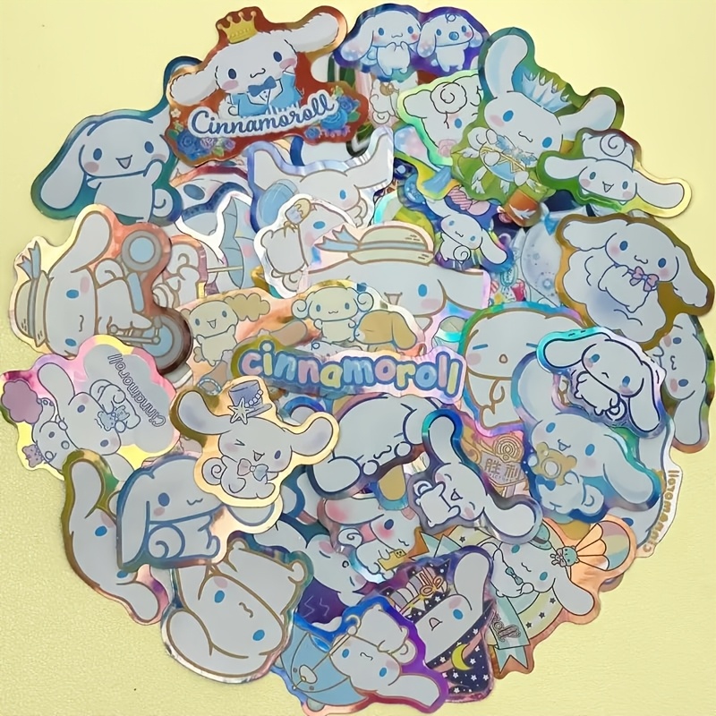 

60pcs Sanrio Cinnamoroll Stickers, Waterproof Reusable Laser Cartoon Decals For Diy Crafts, Party Favors, Christmas Gifts, Self-adhesive Paper Stickers For Scrapbooking And Plastic