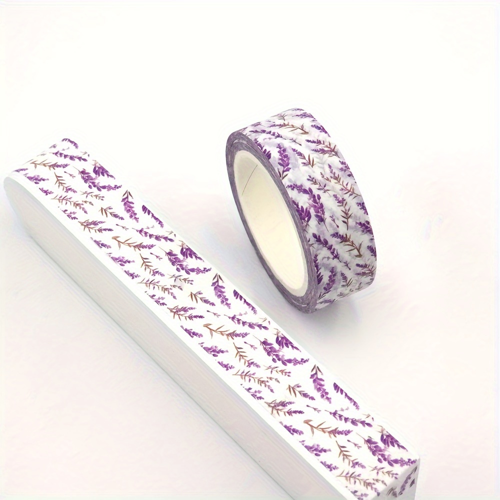 

Purple Lavender Floral Masking Tape, 15mm X 10m - Decorative Adhesive For Scrapbooking & Office Supplies