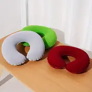 inflatable c shaped neck pillow for travel car soft velvet zippered nylon cover hand washable snap closure love themed design in white travel pillow details 0