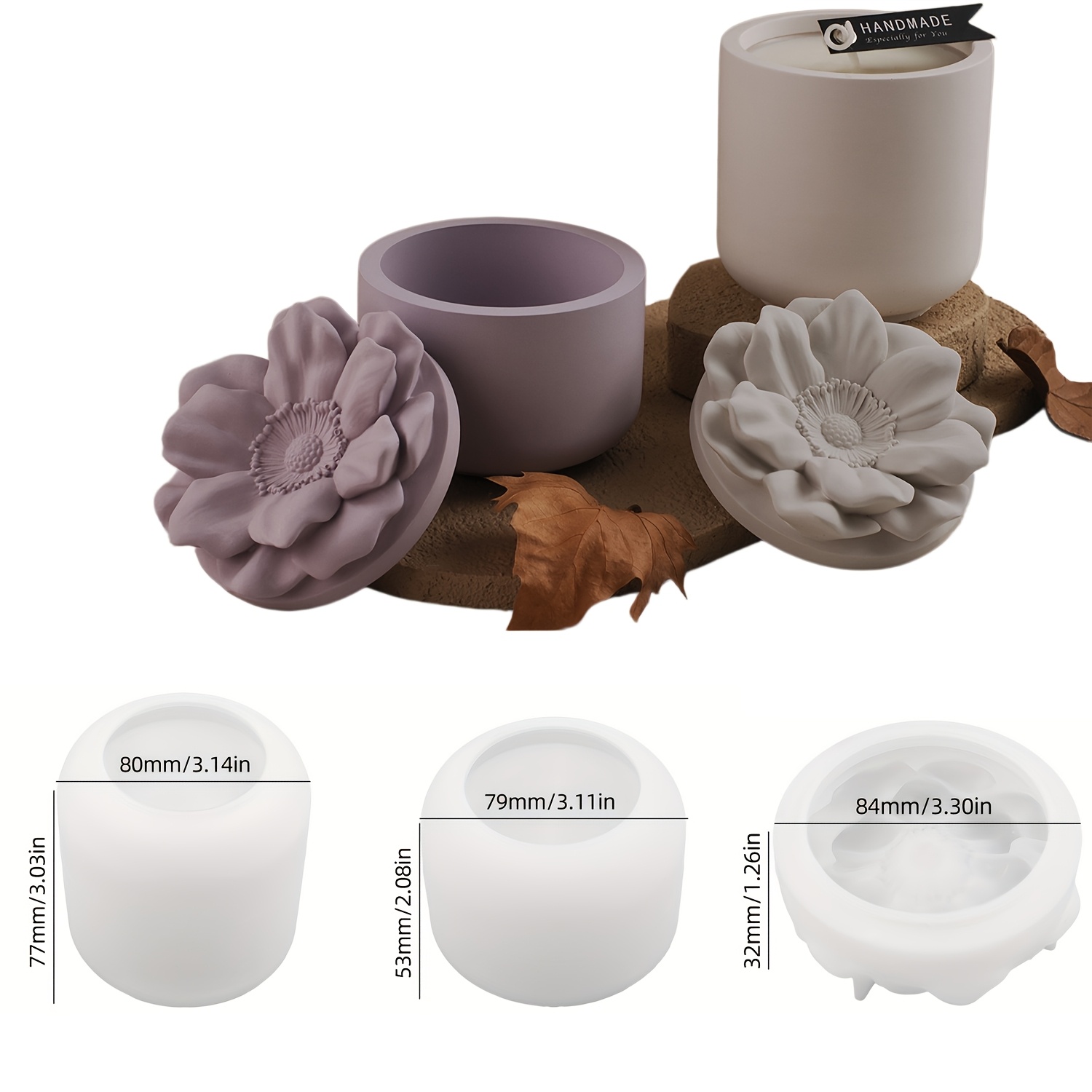 Image of Flower Jar With Lid Resin Casting Molds Diy Handmade Gypsum Cement Flower Jar Candle Cup Clay Gypsum Silicone Molds Storage Jar Ornament Silicone Molds