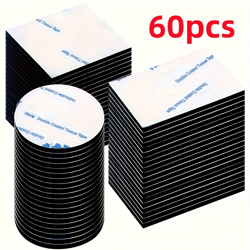 Image of 30/60pcs Double-sided Tape - Black, Adhesive Tape, For Walls, Floors And Doors Multi-form Foam - Ideal For Crafts And Plastics