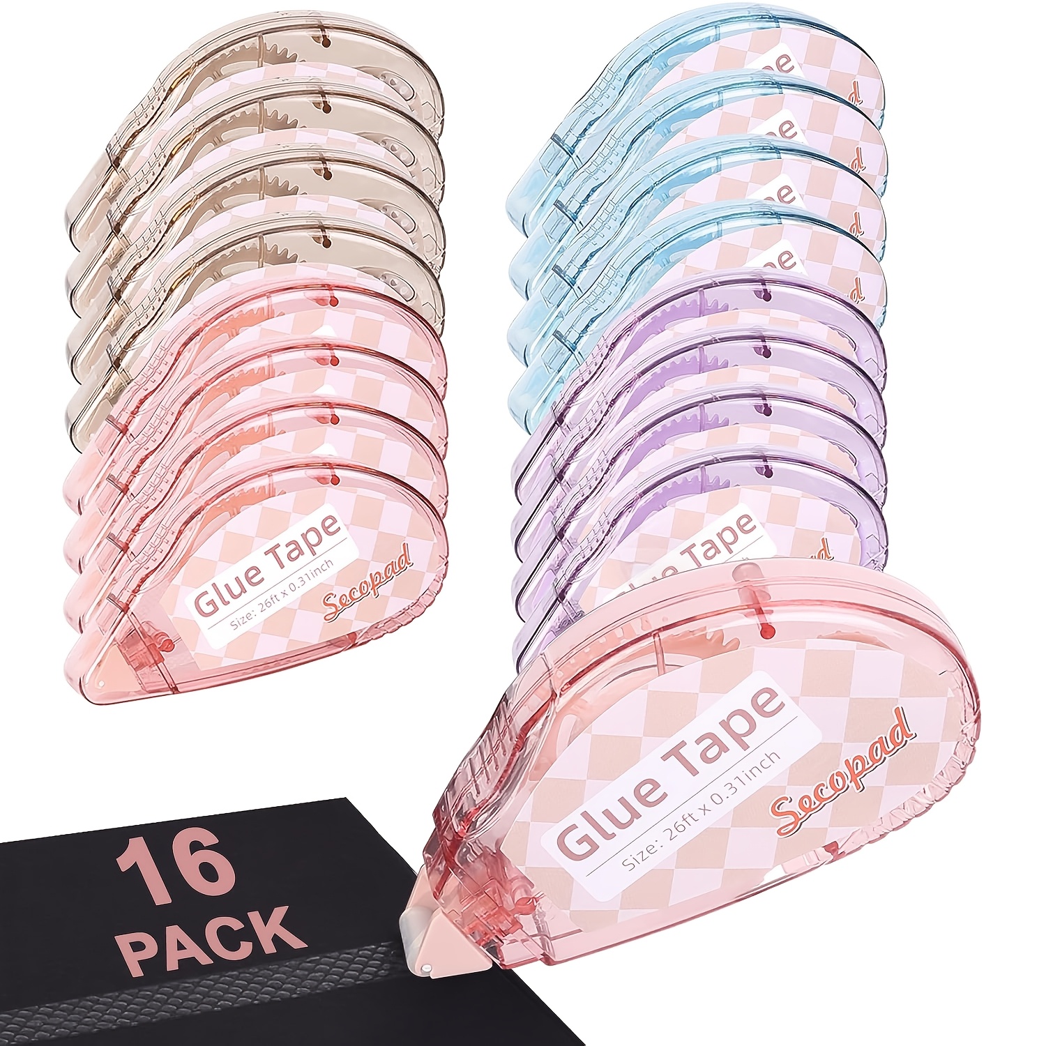 TEMU 16pcs Set Of Adhesive Tape, Suitable For Use In Scrapbooks, Easy To Operate, Double-sided Tape Roller, Suitable For Handicrafts, Adhesive Tape,