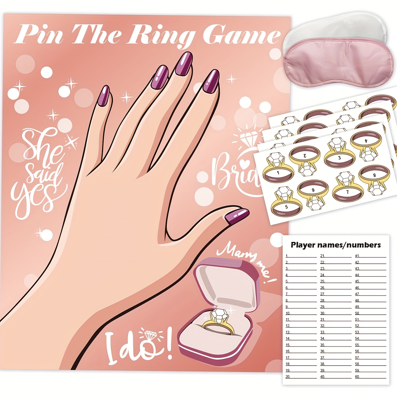 TEMU Blindfolded Ring Toss Poster: An Interactive Game Poster Suitable For Multiple Participants, Offering A Fun And Gaming Experience. Wedding