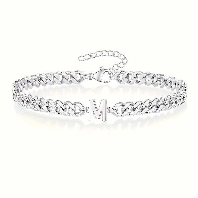 1pc Stainless Steel Letter Bracelet, For Teenager