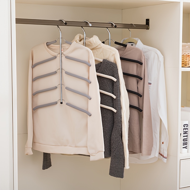 3 pack space saving multi layer metal hangers for coats suits sweaters and t shirts stainless steel closet organizers with 5 hooks for   wardrobe storage hangers for clothes