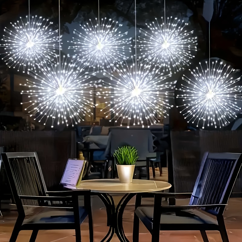 TEMU 6 Set-645led Solar Fireworks Light, Outdoor Fairy Light String, 8 Flashing , Garden Solar Hanging Fireworks Light, Durable Copper Wire Material,