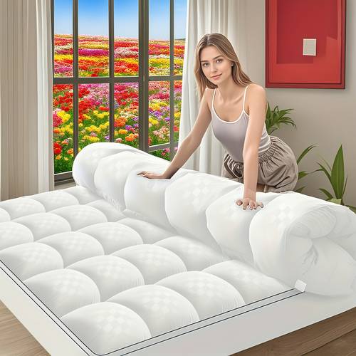 mattress topper extra thick mattress pad cover cooling mattress protector with 8 21 inch deep pocket overfilled down alternative filling