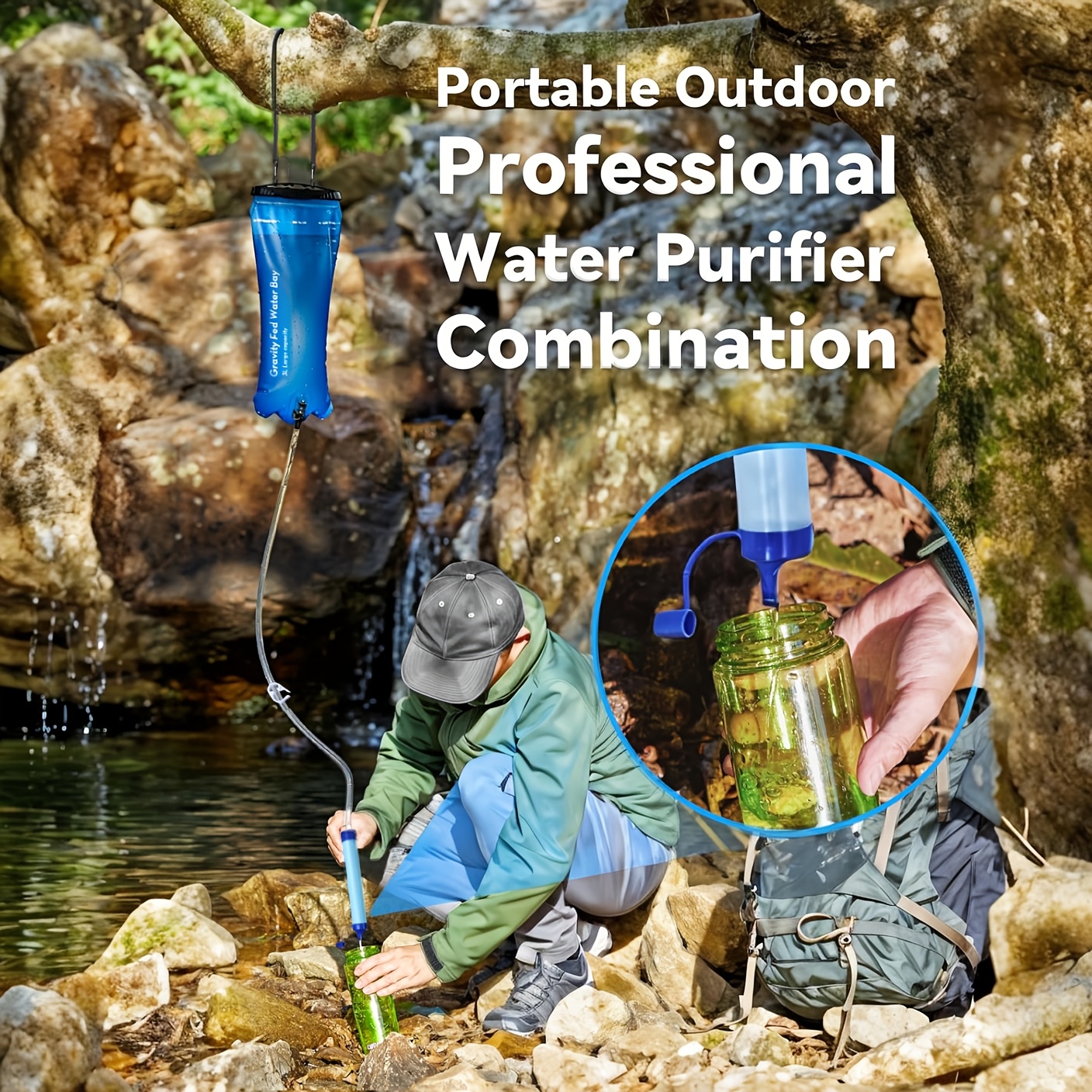 Gravity Water Filter Straw for Camping & Emergency
