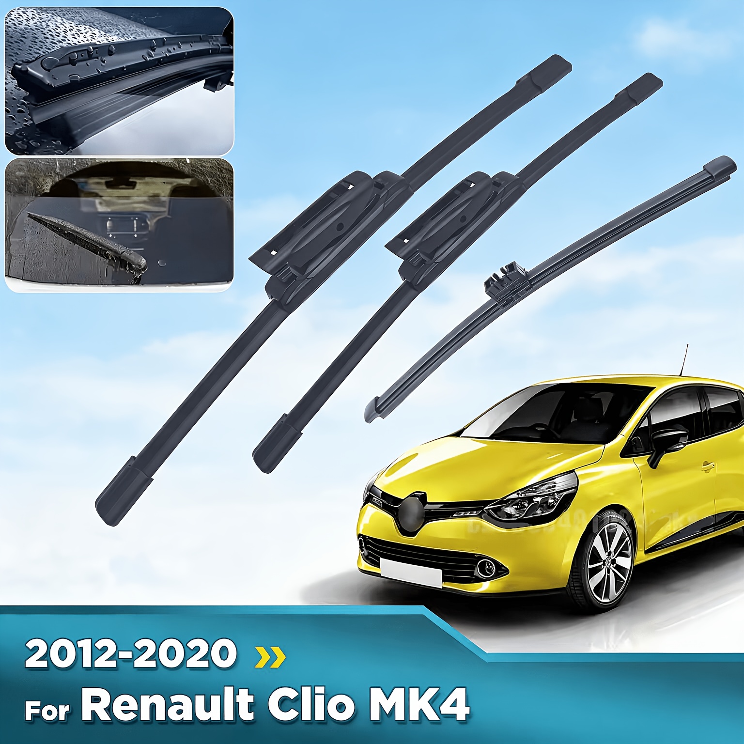 TEMU Ensemble d'essuie-glaces et arrière pour Renault Clio 4 2012-2020, balais de pare-brise