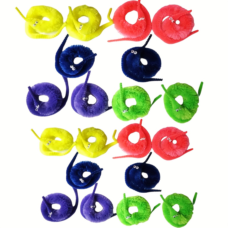 20pcs, 10pcs Per Pack And 5pcs Per Pack, Bulk Plush Worm Toys In 5 Colors, The Caterpillars Do Not Have Strings, Cat Pet Toys, Party Gifts, Without Battery