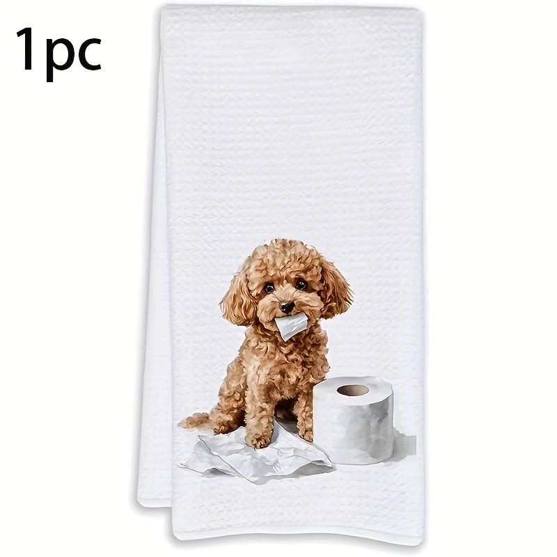 TEMU 1pc/2pcs Pack Poodle Pattern Printed Cleaning Cloth, Scouring Pad, Dish Towel, Essential For Cleaning, Holiday Gift, Gift For