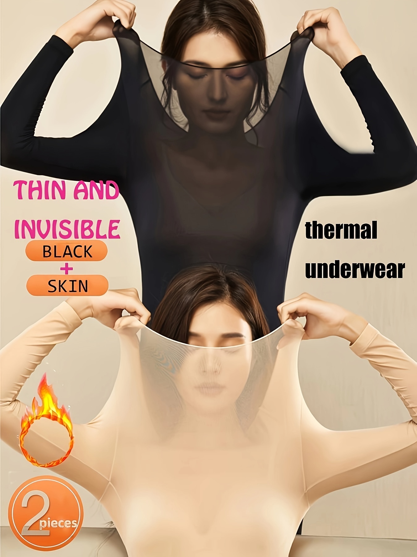 Solid Thermal Underwear Warm Stretchy Long Sleeve Round Neck - Temu  Australia