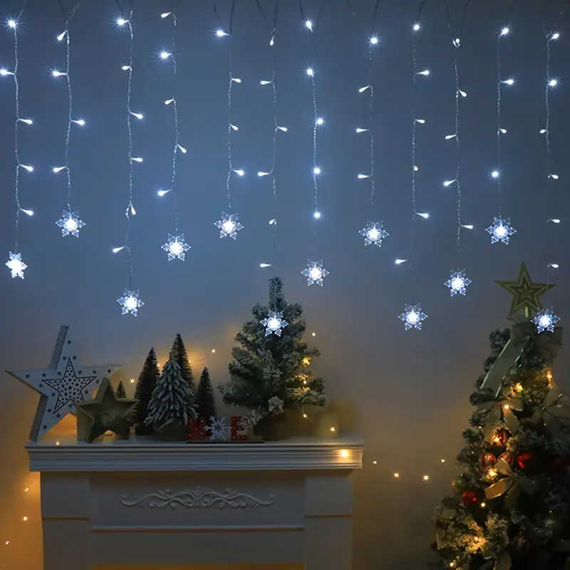 96 LED Icicle Curtain String Lights - 12ft, 8 Modes, Waterproof, Indoor/Outdoor Party